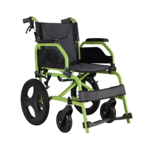 รถเข็นล้อ16นิ้ว เฟรมแบนเขียวพับหลัง  <br>FS0303-G